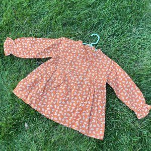 Orange Toddler Dress w/ Button details